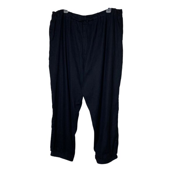 Express Women’s XL High Rise Ankle Pants Black Linen Blend Joggers Pull On - Picture 2 of 10